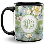 Vintage Floral 11 Oz Coffee Mug - Black (Personalized)