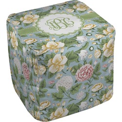 Vintage Floral Cube Pouf Ottoman - 13" (Personalized)