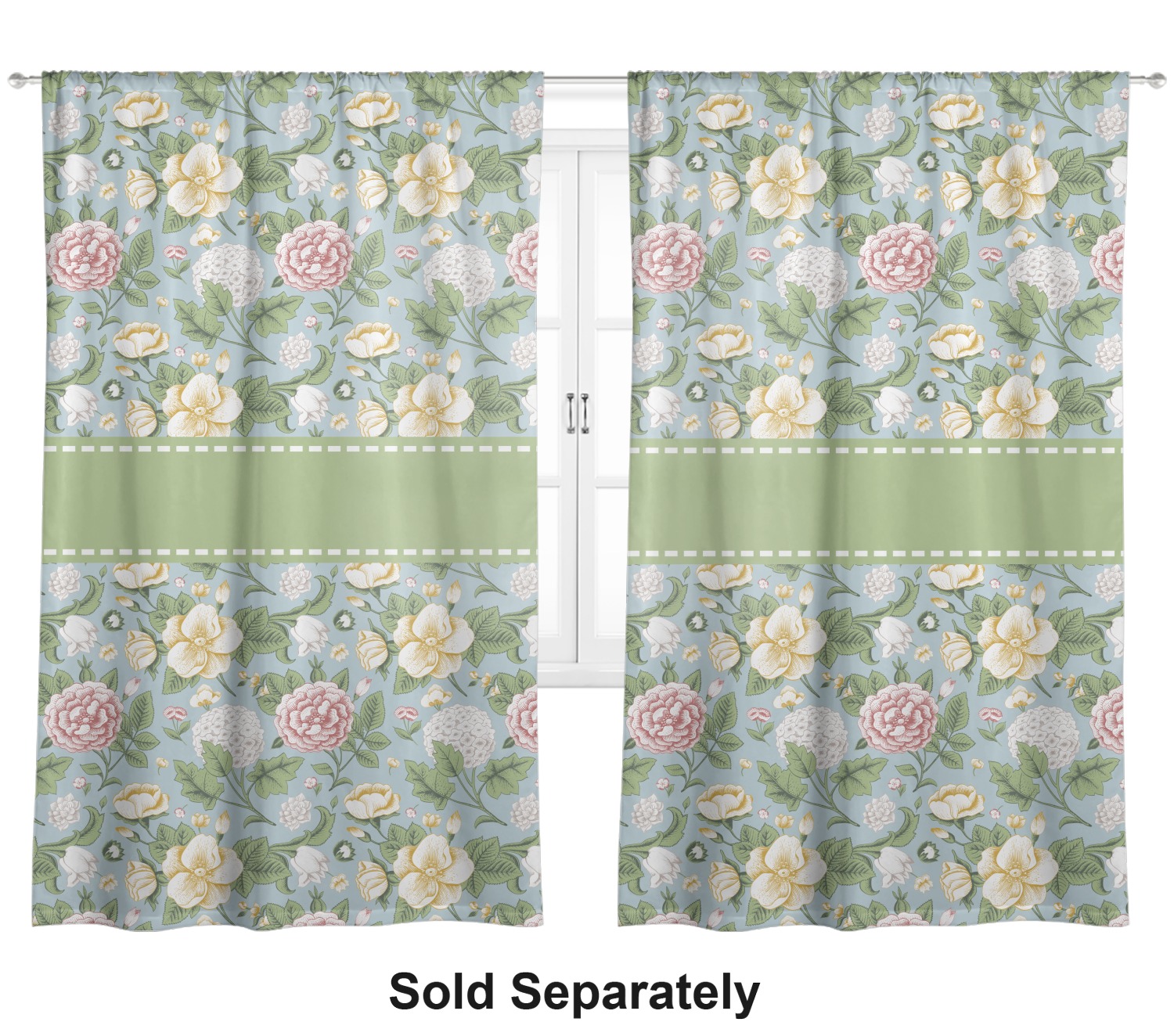 Vintage Floral Curtain Personalized YouCustomizeIt   Vintage Floral Curtains Double 