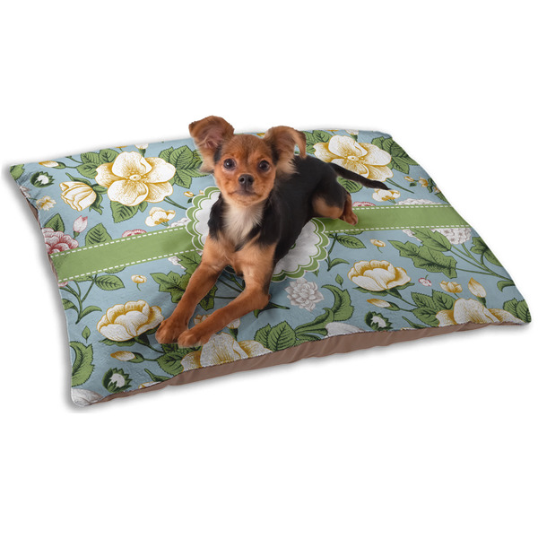 Custom Vintage Floral Dog Bed - Small w/ Monogram