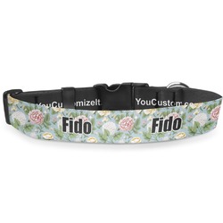 Vintage Floral Deluxe Dog Collar - Double Extra Large (20.5" to 35") (Personalized)