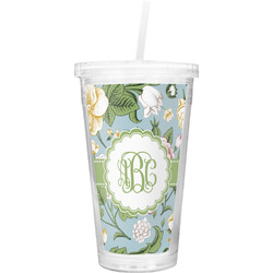 Vintage Floral Double Wall Tumbler with Straw (Personalized)