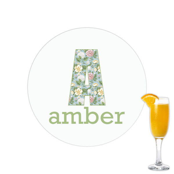 Custom Vintage Floral Printed Drink Topper - 2.15" (Personalized)