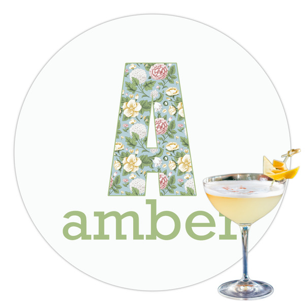 Custom Vintage Floral Printed Drink Topper - 3.5" (Personalized)