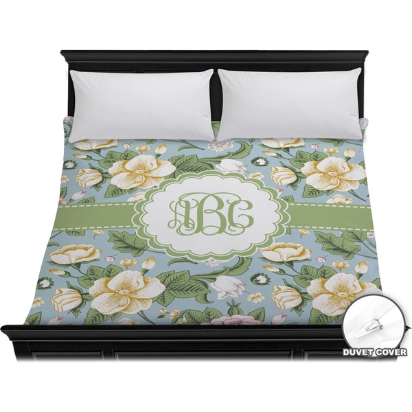 Custom Vintage Floral Duvet Cover - King (Personalized)