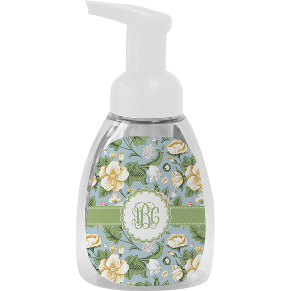 Custom Vintage Floral Foam Soap Bottle - White (Personalized)