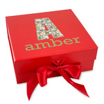 Vintage Floral Gift Box with Magnetic Lid - Red (Personalized)