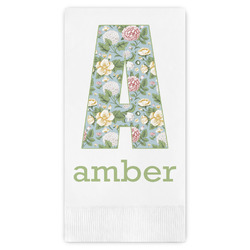Vintage Floral Guest Napkins - Full Color - Embossed Edge (Personalized)