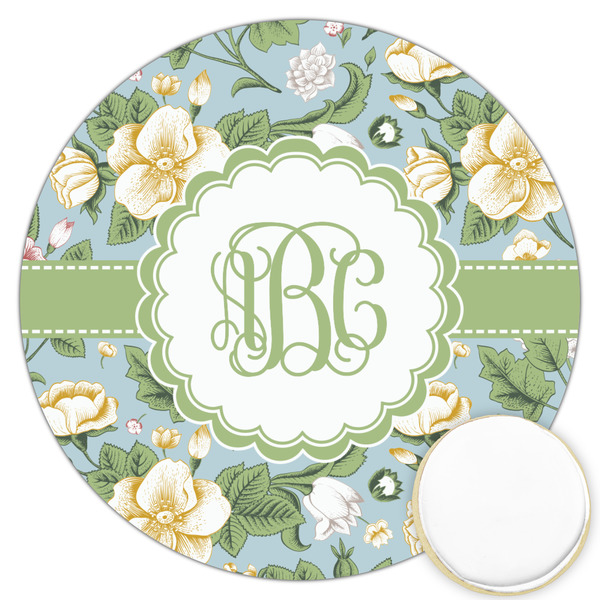 Custom Vintage Floral Printed Cookie Topper - 3.25" (Personalized)