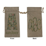 Vintage Floral Large Burlap Gift Bag - Front & Back (Personalized)