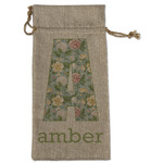 Vintage Floral Large Burlap Gift Bag - Front (Personalized)