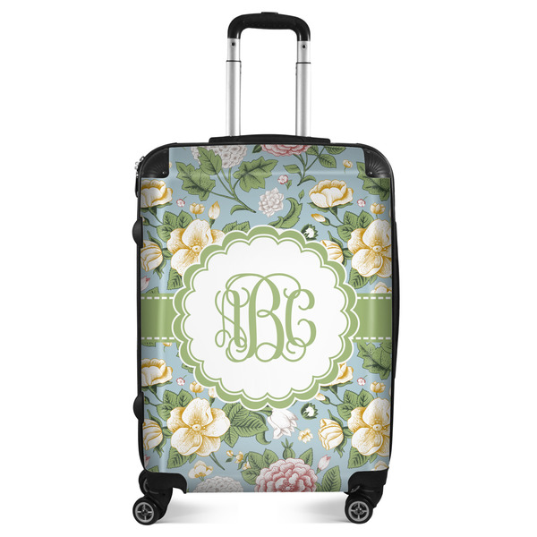 Custom Vintage Floral Suitcase - 24" Medium - Checked (Personalized)