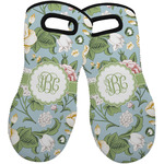 Vintage Floral Neoprene Oven Mitts - Set of 2 w/ Monogram