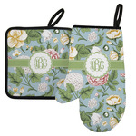 Vintage Floral Left Oven Mitt & Pot Holder Set w/ Monogram