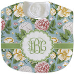 Vintage Floral Velour Baby Bib w/ Monogram