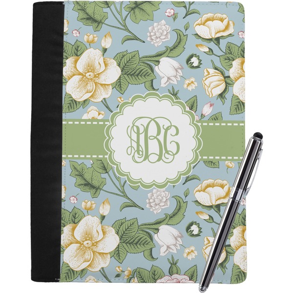 Custom Vintage Floral Notebook Padfolio - Large w/ Monogram