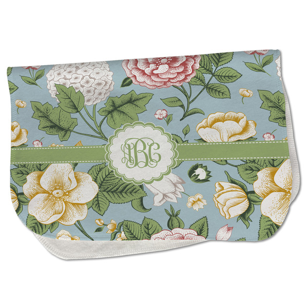 Custom Vintage Floral Burp Cloth - Fleece w/ Monogram