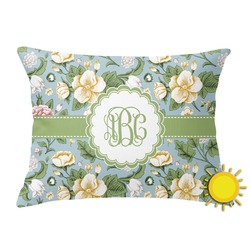 Vintage Floral Outdoor Throw Pillow (Rectangular) (Personalized)