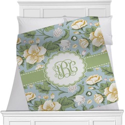 Vintage Floral Minky Blanket - Twin / Full - 80"x60" - Single Sided (Personalized)