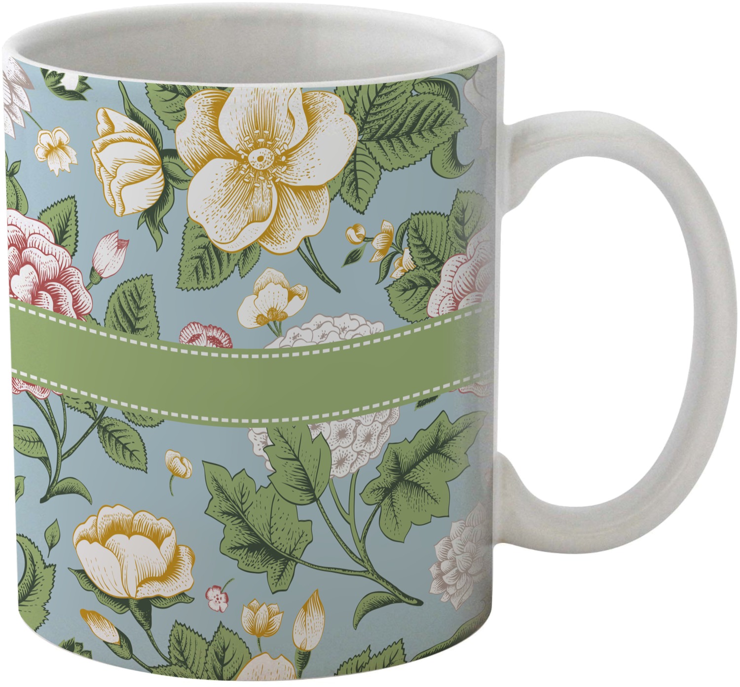 Vintage Floral Coffee Mug (Personalized) - YouCustomizeIt