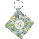 Vintage Floral Diamond Plastic Keychain w/ Monogram