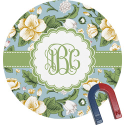Vintage Floral Round Fridge Magnet (Personalized)