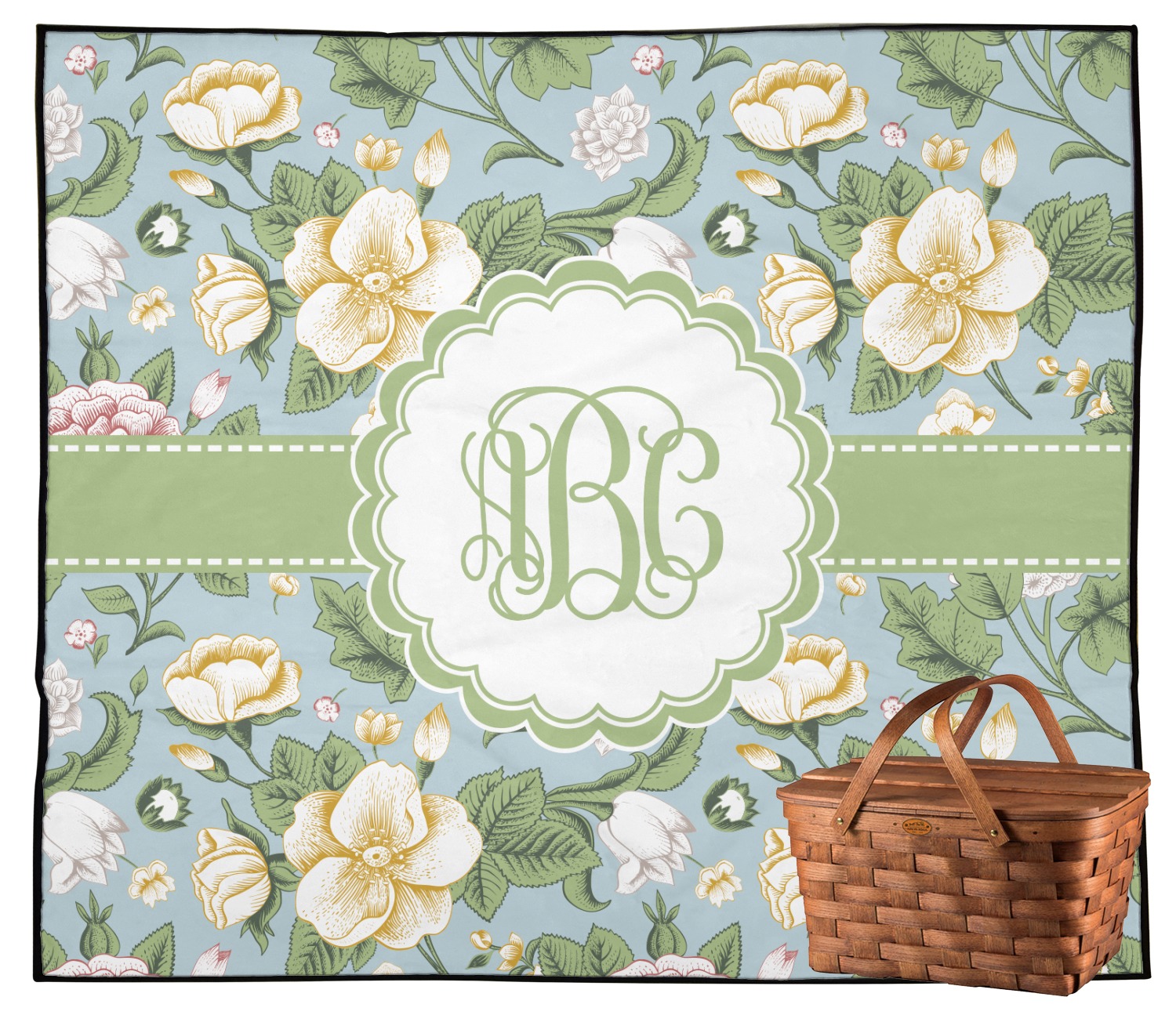 Vintage Floral Design Custom Outdoor Picnic Blanket