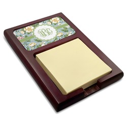 Vintage Floral Red Mahogany Sticky Note Holder (Personalized)