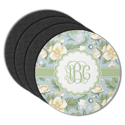 Vintage Floral Round Rubber Backed Coasters - Set of 4 (Personalized)