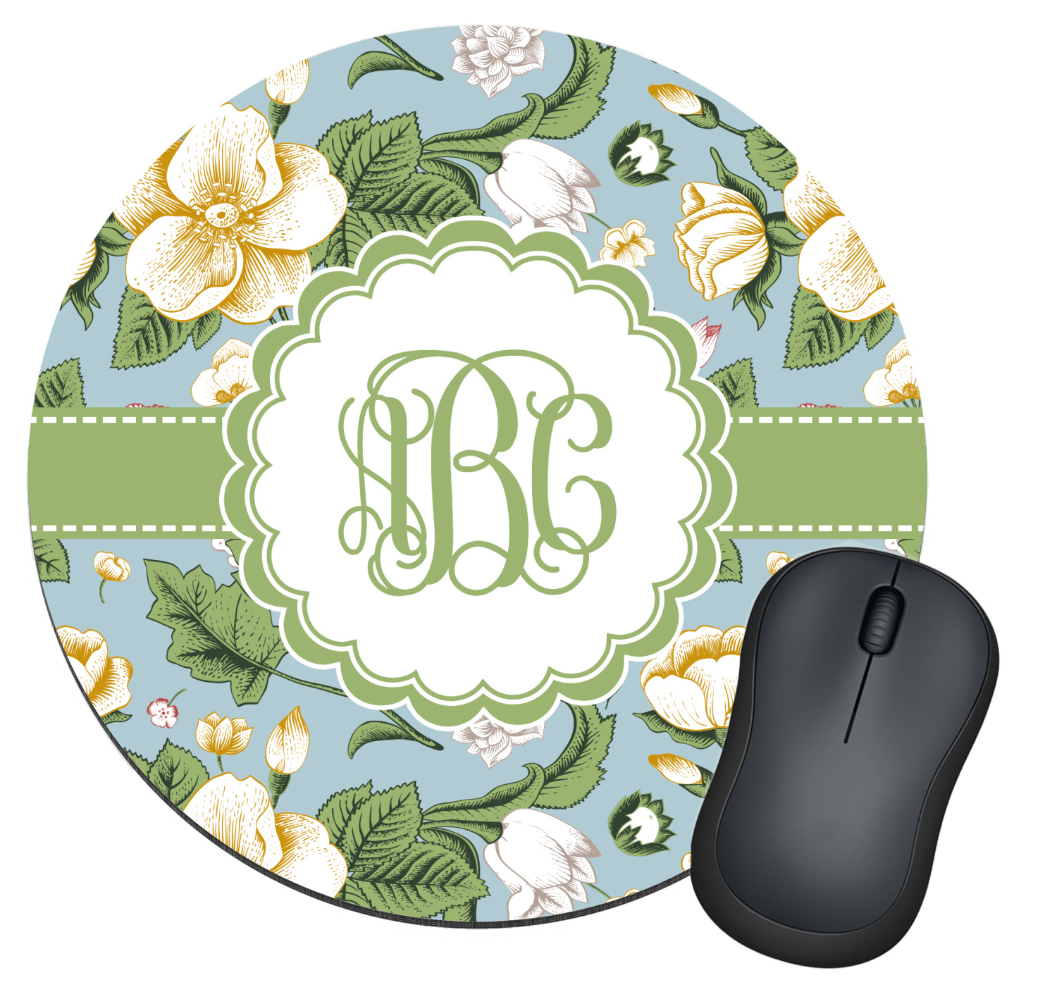 Vintage Floral Round Mouse Pad (Personalized) - YouCustomizeIt