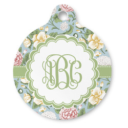 Vintage Floral Round Pet ID Tag - Large (Personalized)