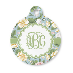 Vintage Floral Round Pet ID Tag - Small (Personalized)