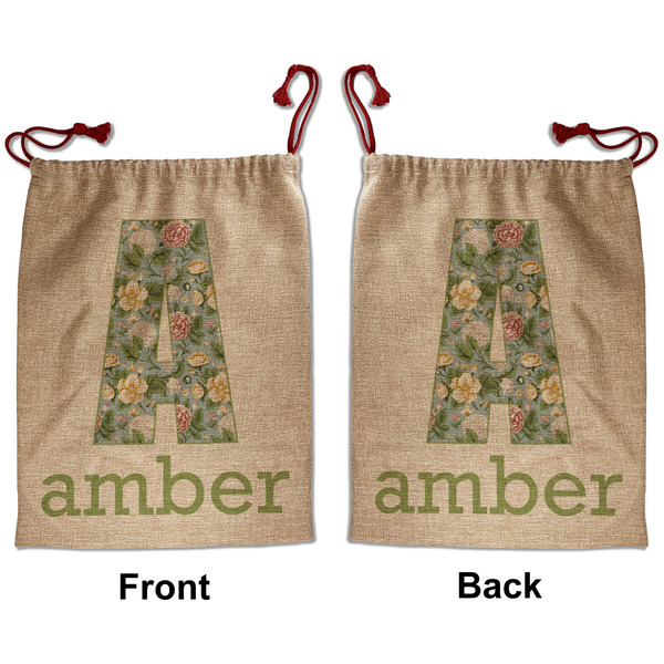 Custom Vintage Floral Santa Sack - Front & Back (Personalized)