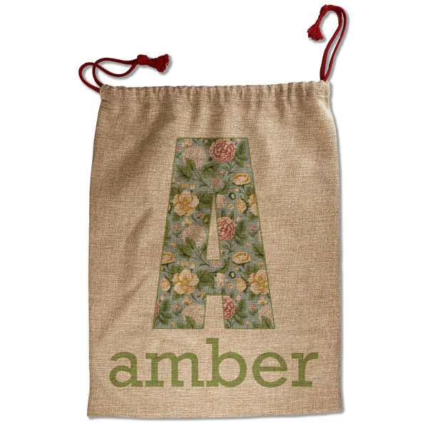 Custom Vintage Floral Santa Sack - Front (Personalized)