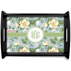 Vintage Floral Black Wooden Tray - Small (Personalized)