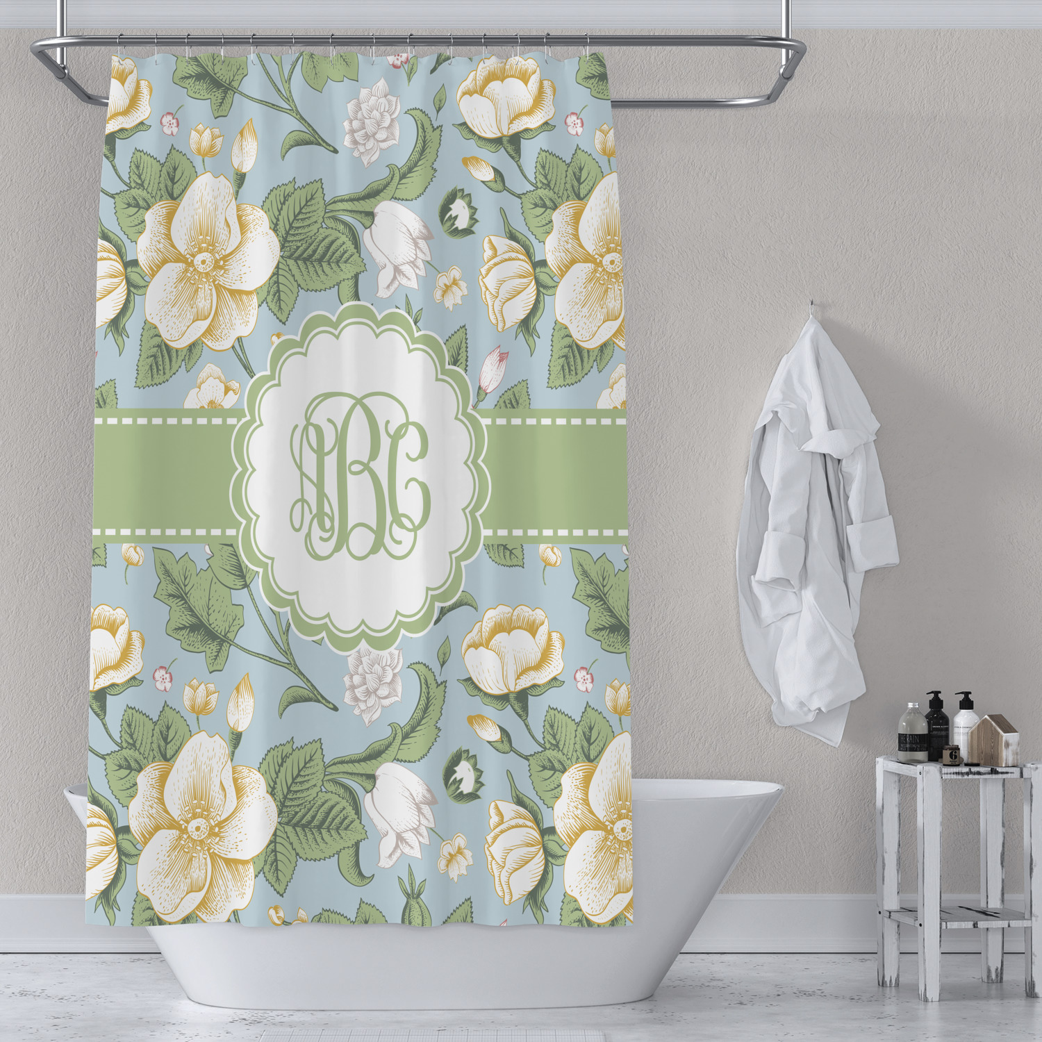 Vintage Floral Shower Curtain Personalized YouCustomizeIt   Vintage Floral Shower Curtain Lifestyle 