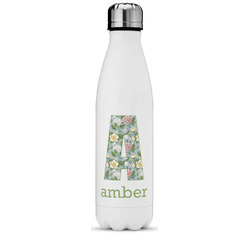 Vintage Floral Water Bottle - 17 oz. - Stainless Steel - Full Color Printing (Personalized)