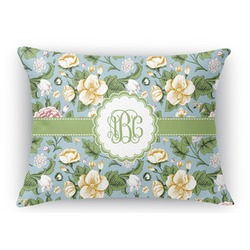 Vintage Floral Rectangular Throw Pillow Case (Personalized)