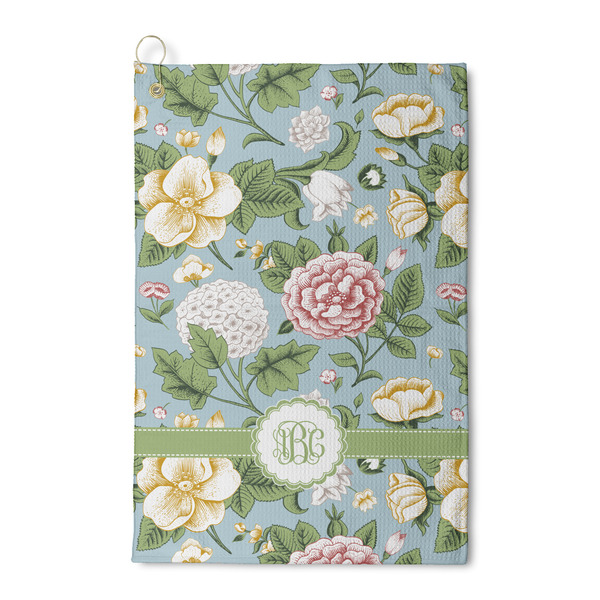 Custom Vintage Floral Waffle Weave Golf Towel (Personalized)