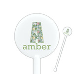 Vintage Floral 5.5" Round Plastic Stir Sticks - White - Double Sided (Personalized)