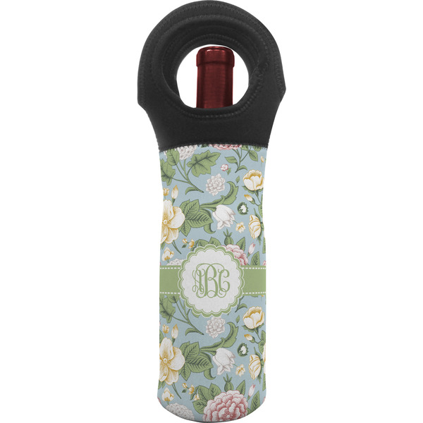 Custom Vintage Floral Wine Tote Bag (Personalized)