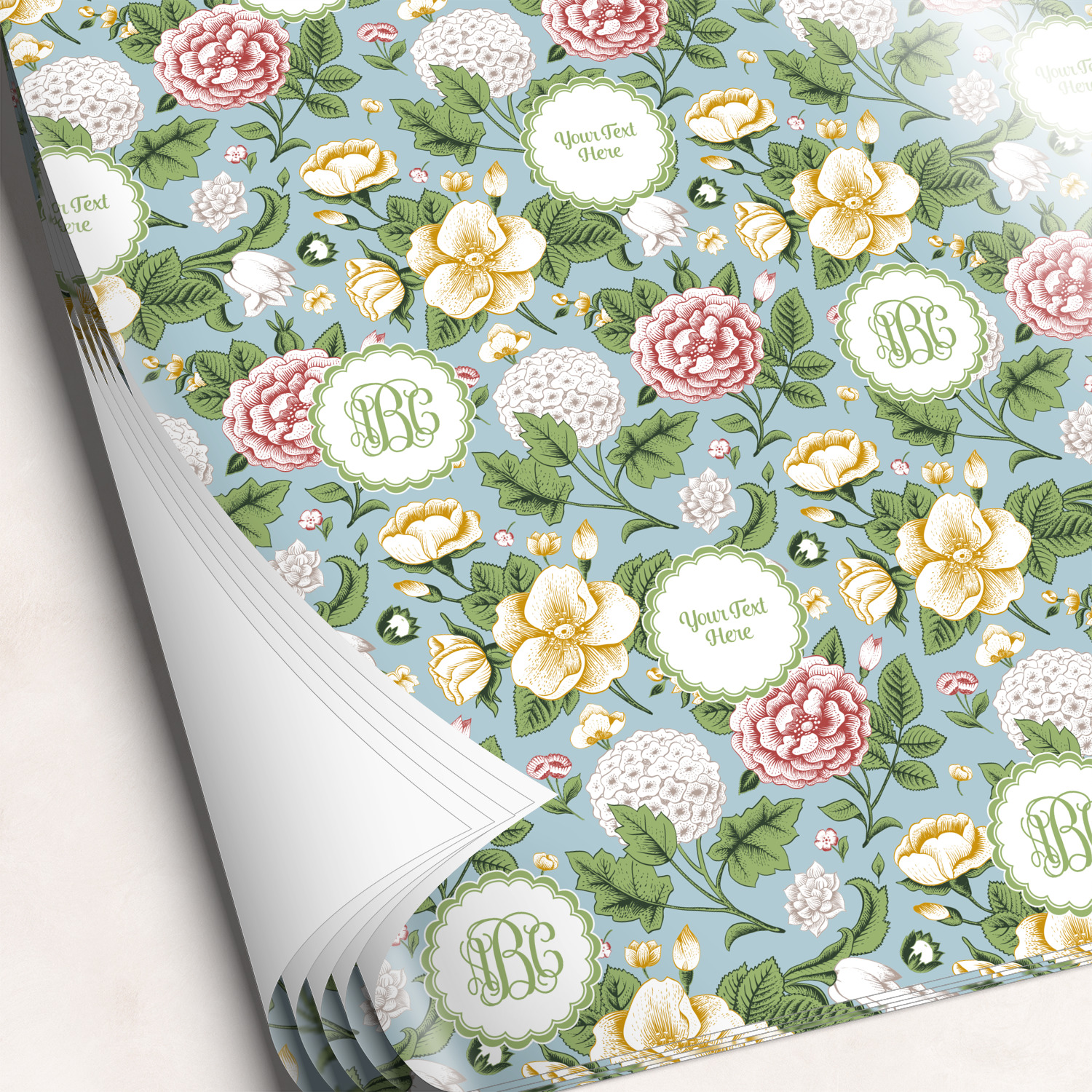 Vintage Floral Wrapping Paper Personalized YouCustomizeIt   Vintage Floral Wrapping Paper 5 Sheets 