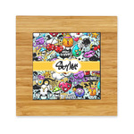 Graffiti Bamboo Trivet with Ceramic Tile Insert (Personalized)