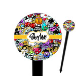 Graffiti 6" Round Plastic Food Picks - Black - Single Sided (Personalized)