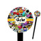 Graffiti Black Plastic 6" Food Pick - Round - Closeup