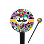 Graffiti 7" Round Plastic Stir Sticks - Black - Single Sided (Personalized)