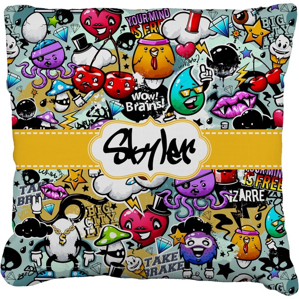 Custom Graffiti Faux-Linen Throw Pillow 16" (Personalized)