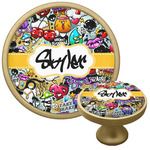 Graffiti Cabinet Knob - Gold (Personalized)