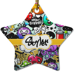 Graffiti Star Ceramic Ornament w/ Name or Text