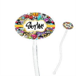 Graffiti 7" Oval Plastic Stir Sticks - Clear (Personalized)